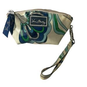 Vera Bradley Mediterranean White Vinyl Mini Wristlet Coin Purse Waterproof Pouch